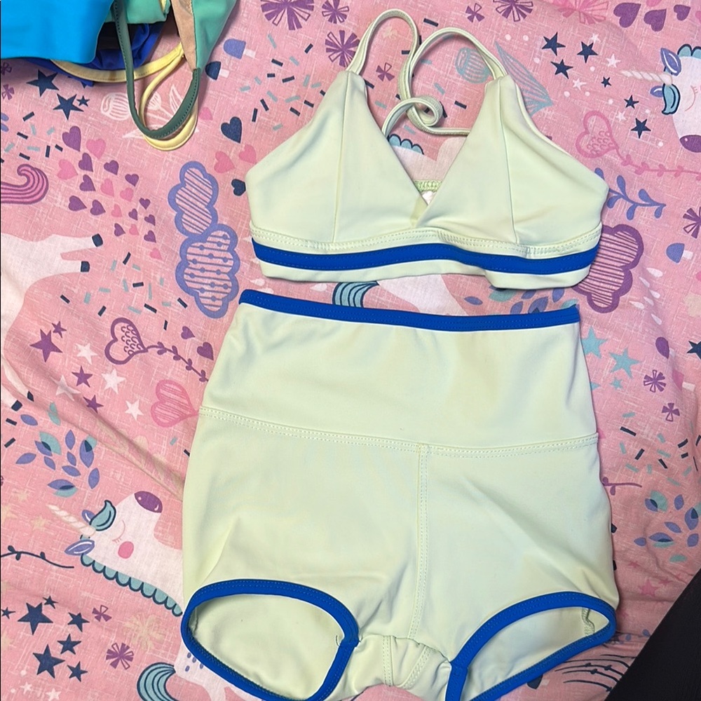 Mint Two-Piece Set with Blue Trim YL